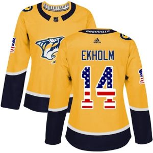 Damen Nashville Predators Trikot Mattias Ekholm 14 Kulta USA Flag Fashion Authentic